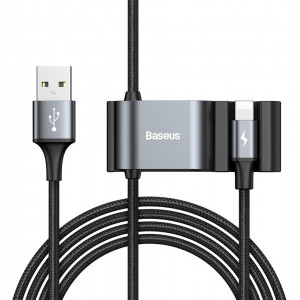 BASEUS καλώδιο αυτοκινήτου USB σε Lightning CALHZ-01, 2x USB, 3A, μαύρο CALHZ-01