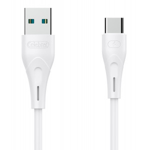 CELEBRAT καλώδιο USB σε USB-C CB-18T, 15W 3A, 1m, λευκό CB-18T-WH