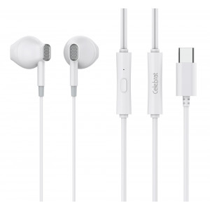 CELEBRAT earphones με μικρόφωνο D12, USB-C, 1.2m, λευκά D12-WH