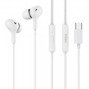 CELEBRAT earphones με μικρόφωνο D13, USB-C, 1.2m, λευκά D13-WH