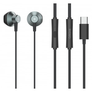 CELEBRAT earphones με μικρόφωνο D14, USB-C, 1.2m, μαύρα D14-BK