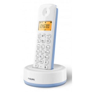 PHILIPS ασύρματο τηλέφωνο D1601S-34, με ελληνικό μενού, λευκό-μπλε D1601S-34