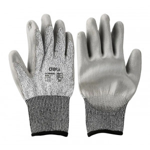 DELI γάντια εργασίας DL521043L, ανθεκτικά σε κοψίματα, XL, γκρι DL521043XL