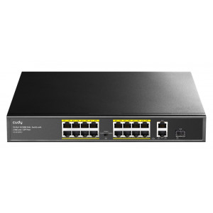 CUDY PoE+ switch FS1018PS1, 16-port 10/100M PoE+, SFP & 2x uplink, 200W FS1018PS1