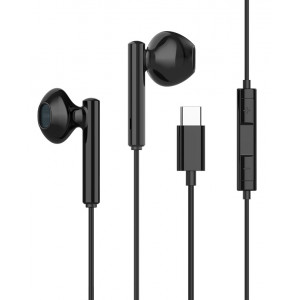 CELEBRAT earphones με μικρόφωνο G16, Type-C, 1.2m, μαύρα G16-BK