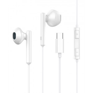 CELEBRAT earphones με μικρόφωνο G16, Type-C, 1.2m, λευκά G16-WH