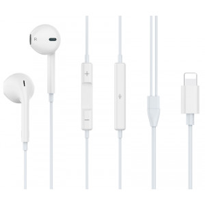 CELEBRAT earphones με μικρόφωνο G17, Lightning, 1.2m, λευκά G17-WH
