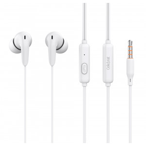 CELEBRAT earphones με μικρόφωνο G26, 3.5mm, 1.2m, λευκά G26-WH