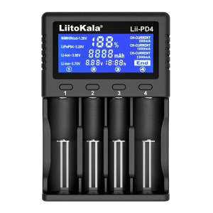 LIITOKALA φορτιστής LII-PD4 για μπαταρίες NiMH/CD, Li-Ion, IMR, 4 slots LII-PD4