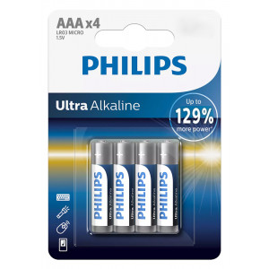 PHILIPS Ultra αλκαλικές μπαταρίες LR03E4B/10, AAA LR03 1.5V, 4τμχ LR03E4B-10