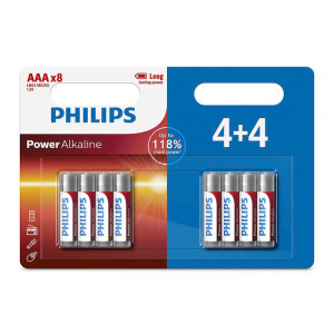 PHILIPS Power αλκαλικές μπαταρίες LR03P8BP/5, AAA LR03 1.5V, 8τμχ LR03P8BP-05