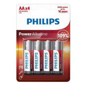 PHILIPS Power αλκαλικές μπαταρίες LR6P4B/10, AA LR6 1.5V, 4τμχ LR6P4B-10