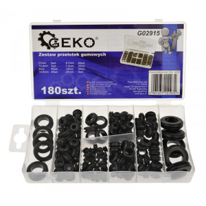 GEKO σετ λαστιχένιες ροδέλες G02915, διάφορα μεγέθη, 180τμχ LXETS112