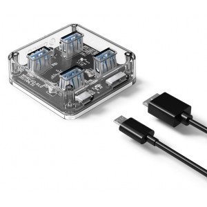 ORICO USB 3.0 Hub MH4U-U3, 4x USB3.0, 5Gbps, διάφανο MH4U-U3-10-CR-BP