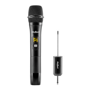 REBEL ασύρματο μικρόφωνο με δέκτη MIK0149, jack 6.3mm, UHF, LCD, μαύρο MIK0149