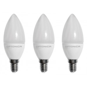 OPTONICA LED Λάμπα Candle C37 1419, 6W, 6000K, E14, 480LM, 3τμχ OPT-1419
