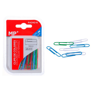 MP πλαστικοποιημένοι συνδετήρες PA342-6, 50mm, 25τμχ, χρωματιστοί PA342-6