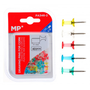 MP χρωματιστές πινέζες για πίνακα PA346-2, 11mm, 40τμχ PA346-2