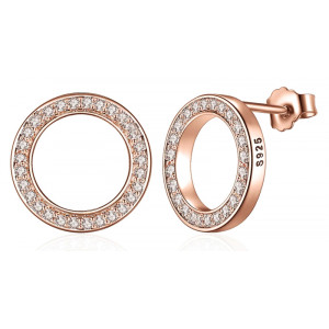 BAMOER σκουλαρίκια καρφωτά SCE600 σε σχέδιο κύκλου, ασήμι 925, ροζ χρυσό PAS484