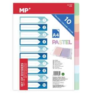 MP χρωματιστά διαχωριστικά φύλλα A4 PC119P, πλαστικά, 10τμχ PC119P