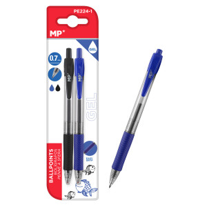 MP στυλό διαρκείας gel PE224-1, 0.7mm, μπλε & μαύρο, 2τμχ PE224-1