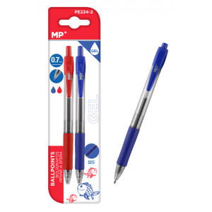 MP στυλό διαρκείας gel PE224-2, 0.7mm, μπλε & κόκκινο, 2τμχ PE224-2