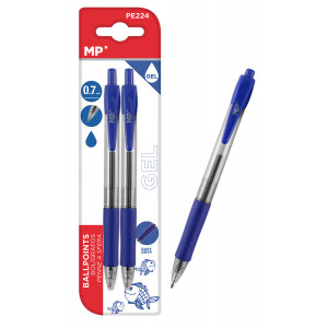 MP στυλό διαρκείας gel PE224, 0.7mm, μπλε, 2τμχMP στυλό διαρκείας gel PE224, 0.7mm, μπλε, 2τμχ PE224
