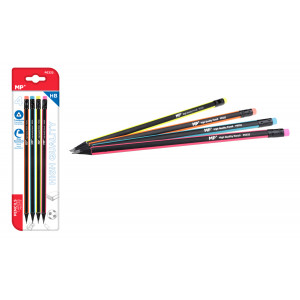 MP ξύλινο μολύβι με γόμα PE332, τρίγωνο, HB, 4τμχ PE332