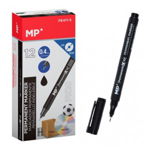 MP ανεξίτηλος μαρκαδόρος PE411-S για CD-DVD, 0.4mm, μαύρος, 12τμχ PE411-S