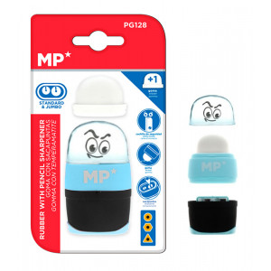 MP γόμα & ξύστρα με κάδο PG128-BL, μπλε PG128-BL