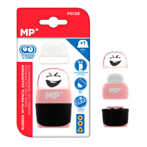 MP γόμα & ξύστρα με κάδο PG128-OR, ροζ PG128-PK