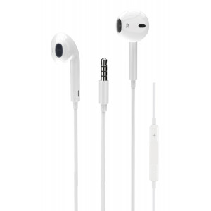 POWERTECH earphones με μικρόφωνο Classic, 3.5mm, 1.2m, λευκά PT-1031