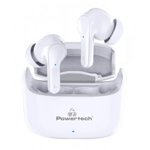 POWERTECH earphones με θήκη φόρτισης Soul, TWS, ANC, 45/200mAh, λευκά PT-1052