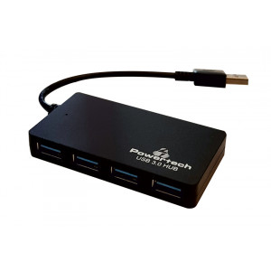 POWERTECH USB 3.0 Hub, 4 Ports, DC port, μαύρο PT-705