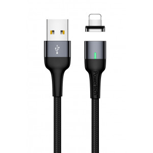 POWERTECH Καλώδιο USB 2.0 σε Lightning PT-755, μαγνητικό, 1m, μαύρο PT-755