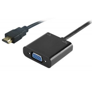 POWERTECH converter HDMI (M) σε VGA (F) PTH-025 με Audio, μαύρο PTH-025