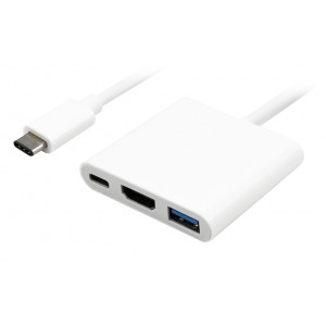 POWERTECH converter Type-C σε HDMI + Type-C + USB 3.0 , 4K, λευκό PTH-038