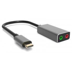 POWERTECH USB Type-C κάρτα ήχου PTH-045, 2x 3.5mm, γκρι PTH-045