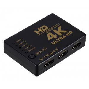 POWERTECH HDMI Amplifier Switch 5 in 1 PTH-052, 4K, 3D, Remote Control PTH-052