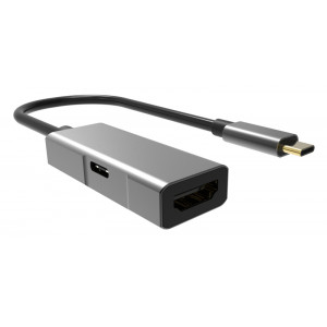 POWERTECH αντάπτορας USB Type-C σε HDMI + PD PTH-055, 4K, γκρι PTH-055