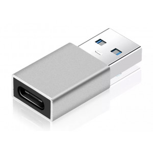 POWERTECH αντάπτορας USB 3.0 αρσενικό σε USB-C θηλυκό PTH-063, ασημί PTH-063