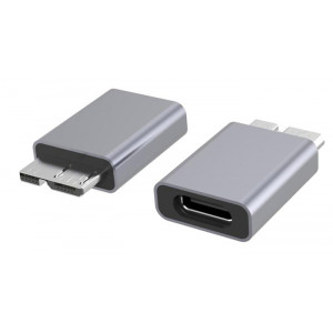 POWERTECH αντάπτορας USB 3.0 Micro B σε USB-C θηλυκό PTH-067, γκρι PTH-067