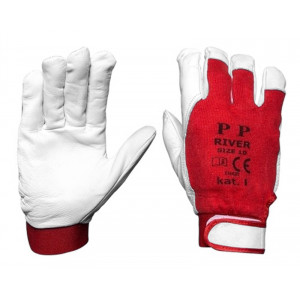 RIVER γάντια εργασίας από φυσικό δέρμα REK9, λευκό-κόκκινο REK9