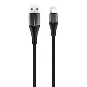 ROCKROSE καλώδιο USB σε Lightning Knight AL, 2.4A 12W, 1m, μαύρο-γκρι RRCS09L