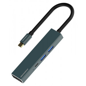 ROCKROSE USB Type-C hub Infinity 06S, USB/HDMI/Type-C/SD/Micro SD, γκρι RRHBI06S