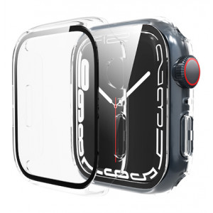 ROCKROSE θήκη & tempered glass Aegean για Apple Watch 7, 45mm, διάφανη RRPCAWA45C