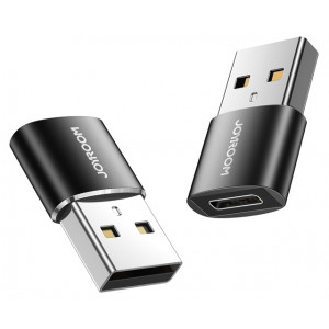 JOYROOM αντάπτορας USB σε USB Type-C S-H152, μαύρος, 2τμχ S-H152-BK