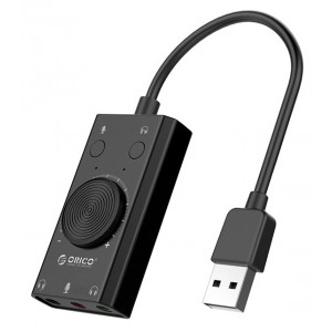 ORICO USB κάρτα ήχου SC2, USB 2.0, 3x 3.5mm, volume control, μαύρο SC2-BK-EP