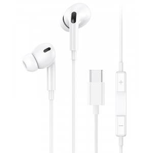 USAMS earphones με μικρόφωνο EP-41, USB Type-C, 10mm, 1.2m, λευκά SJ452HS01