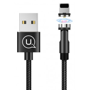 USAMS Καλώδιο USB σε lightning U59, μαγνητικό, περιστρεφόμενο, 1m, μαύρο SJ472USB01